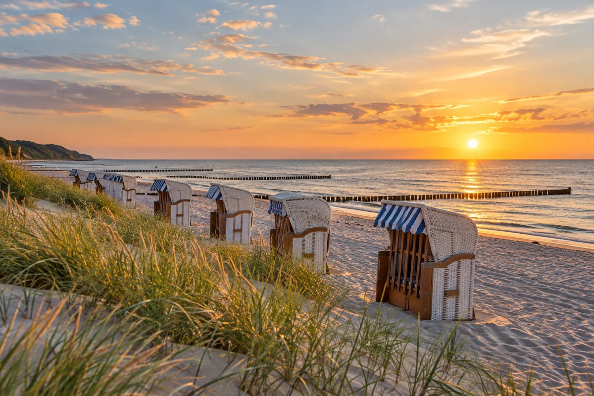 Strandkörbe an einem weiten Ostseestrand